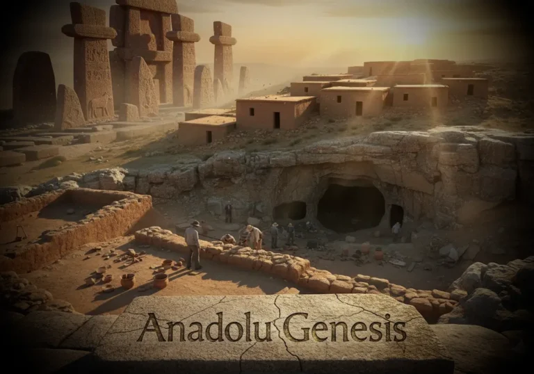 Karain Mağarası, Çatalhöyük ve Göbeklitepe’yi betimleyen sinematik Anadolu arkeolojisi sahnesi.