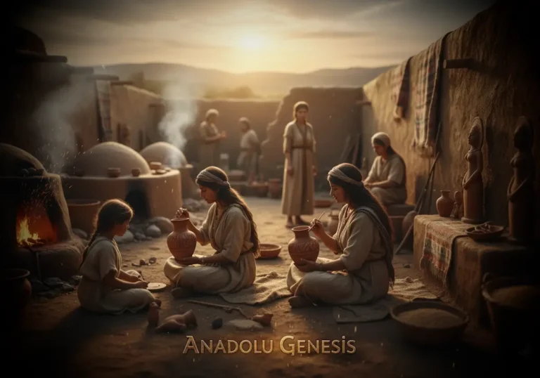 Kalkolitik Çağ’da Hacılar Höyüğü’nde günlük yaşamı, seramik ustalarını ve kerpiç evleri gösteren canlandırma.