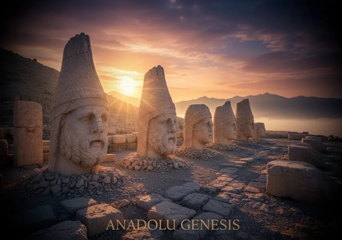 Nemrut Dağı’ndaki Kommagene heykelleri gün doğumunda Anadolu’nun Helenistik ve Pers mirasını yansıtır.