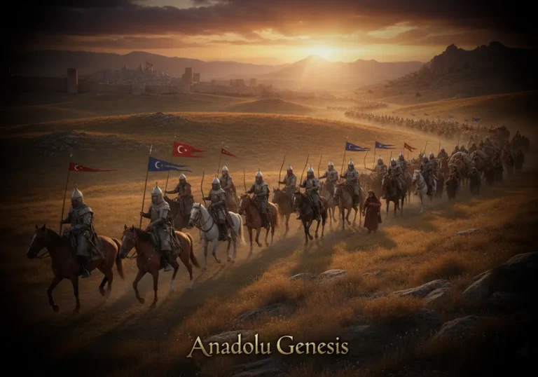 Büyük Selçuklulardan Anadolu Selçuklularına uzanan süreçte Türkmenlerin Anadolu'ya ilerleyişini gösteren tarihî sahne.
