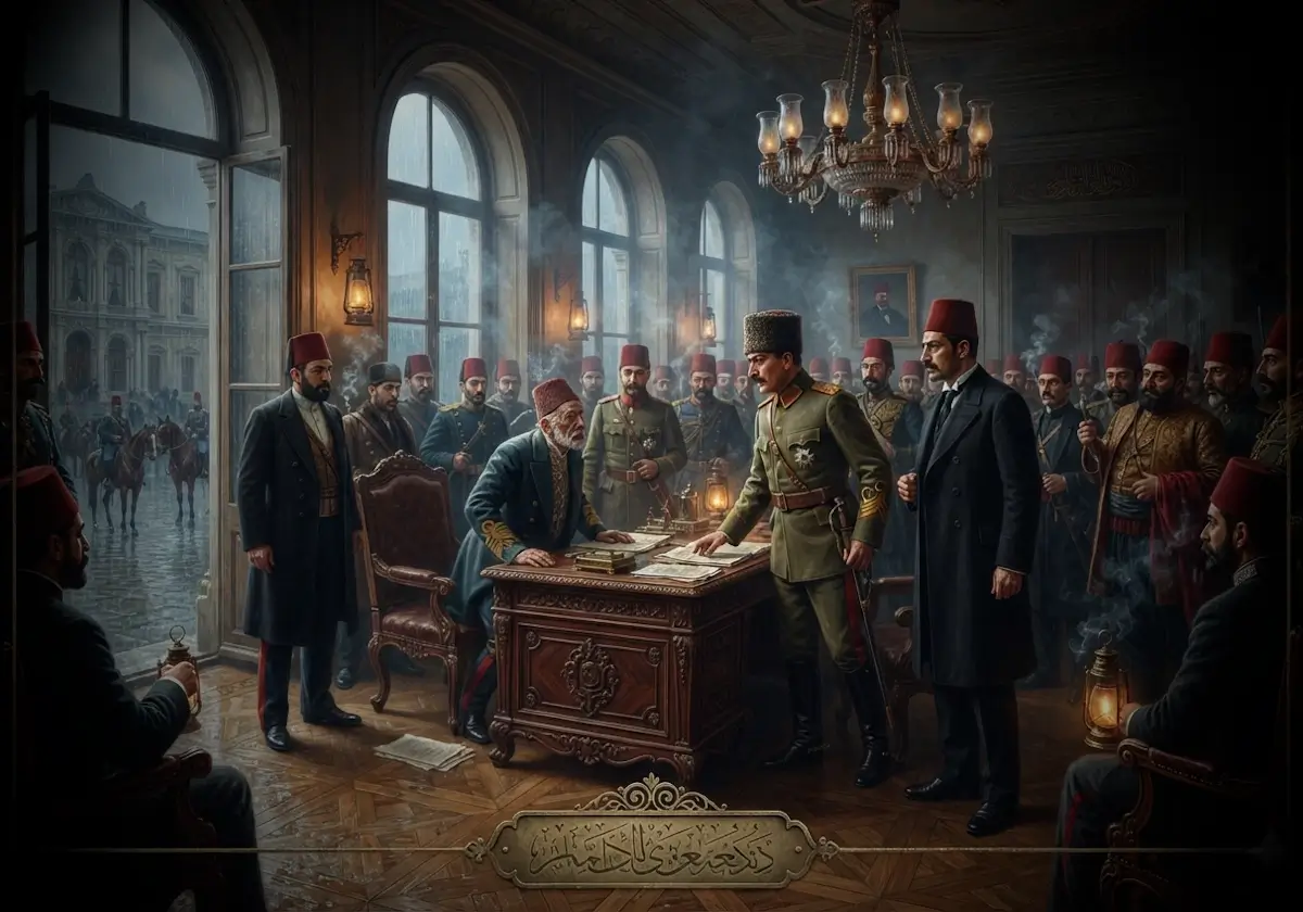 1913 Babıali Baskını sırasında Osmanlı yönetim merkezinde yaşanan iktidar değişimini gösteren tarihî ve sinematik tasvir.