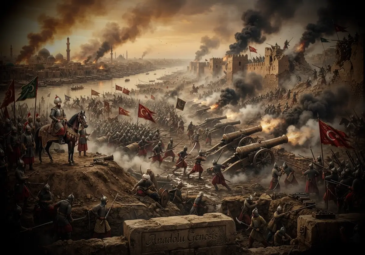 1638 Bağdat Seferi sırasında IV. Murad komutasındaki Osmanlı ordusunun Bağdat surlarını kuşatmasını gösteren tarihî canlandırma.