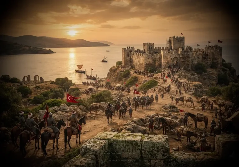 Çimpe Kalesi'nde Osmanlıların Rumeli'ye ilk kalıcı geçişini ve Gelibolu Boğazı'nın stratejik önemini gösteren tarihî canlandırma.