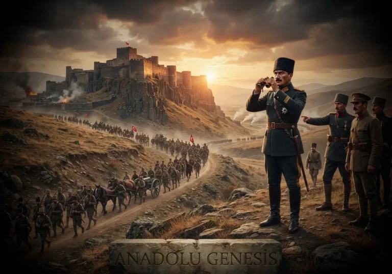 1920 Doğu Cephesi'nde Kazım Karabekir komutasındaki Türk birliklerinin Kars yönündeki ilerleyişini tasvir eden tarihsel sahne.