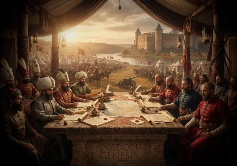 1621 Hotin Antlaşması görüşmelerini ve Osmanlı-Lehistan diplomatik heyetlerini tarihî atmosfer içinde betimleyen gerçekçi sahne.