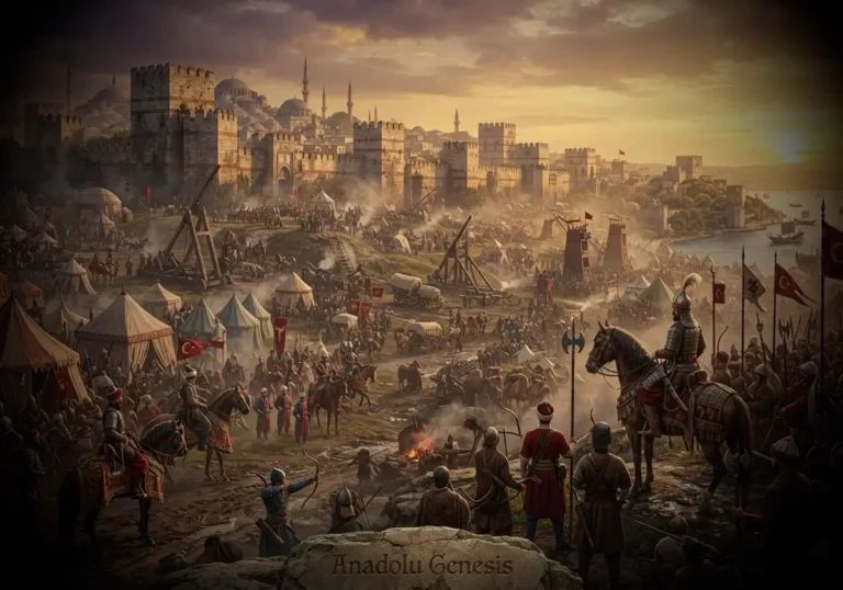 1394–1402 İstanbul Kuşatması sırasında Yıldırım Bayezid komutasındaki Osmanlı ordusunun Bizans surlarını çevrelediği tarihî sahne.