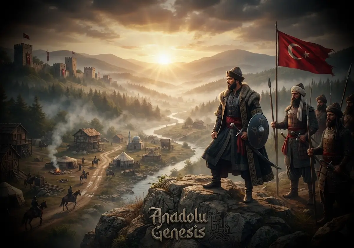 Osmanlı Beyliği'nin Söğüt'teki kuruluş dönemini ve küçük bir uç beyliğinden yükselişini betimleyen tarihsel sahne.