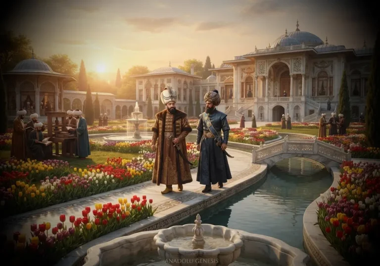 Lale Devri'nde Sadabad Bahçeleri, III. Ahmed ve Osmanlı'nın ilk Batılılaşma hareketlerini yansıtan tarihî canlandırma.