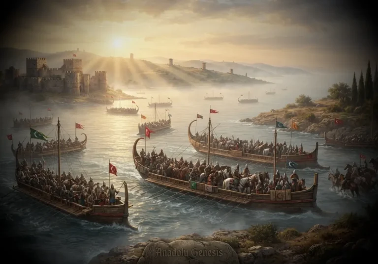 Osmanlı askerlerinin 14. yüzyılda Gelibolu üzerinden Rumeli'ye geçişini gösteren tarihsel ve sinematik canlandırma.