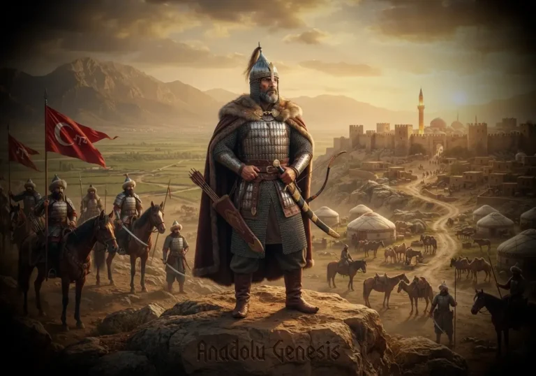 Ramazan Bey'in Çukurova'da Ramazanoğulları Beyliği'nin kuruluşunu simgeleyen tarihsel ve gerçekçi sahne tasviri.