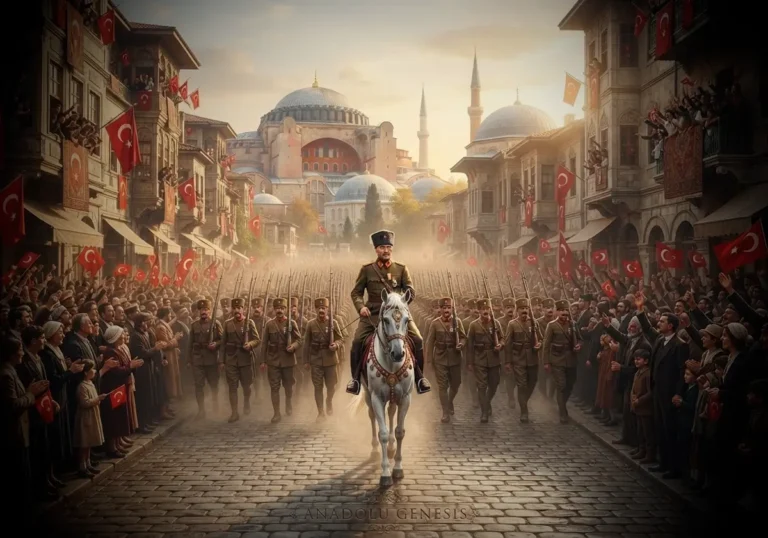 Şükrü Naili Paşa komutasındaki Türk birliklerinin 6 Ekim 1923'te İstanbul'a girişini gösteren tarihsel atmosferi yansıtan sahne.