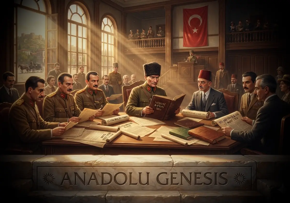 Cumhuriyet'in ilk yıllarında TBMM, hukuk ve eğitim reformlarıyla Türkiye'de laiklik sürecini simgeleyen tarihî sahne.