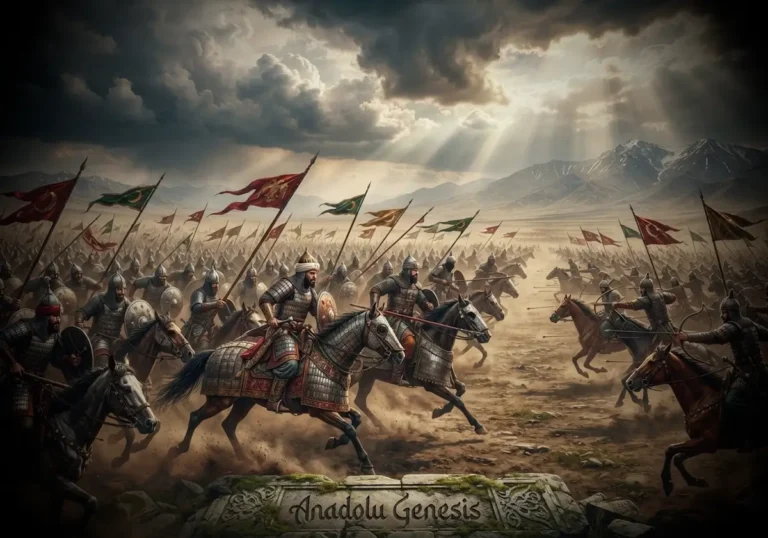 1230 Yassıçemen Savaşı'nda Anadolu Selçuklu ordusunun Harezmşah kuvvetleriyle Erzincan yakınlarında karşı karşıya gelişini gösteren tarihsel canlandırma.