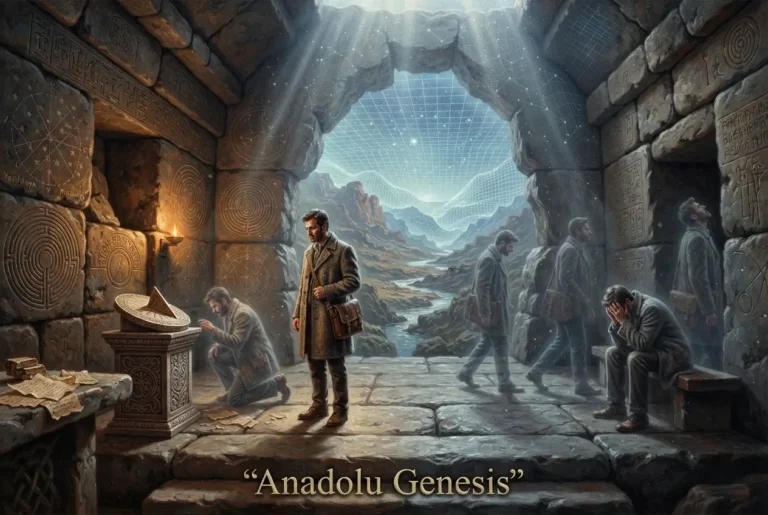 Deja vu ve jamais vu deneyimlerini, zaman döngüsü ve simülasyon teorisi sembolleriyle anlatan Anadolu sahnesi